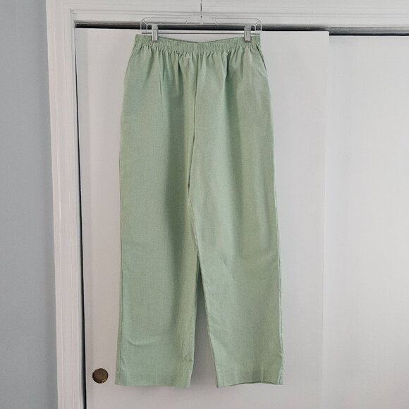 Alfred Dunner Light Green Pants 16 Pull On Elastic Waist Cotton Blend Pants - Picture 1 of 7